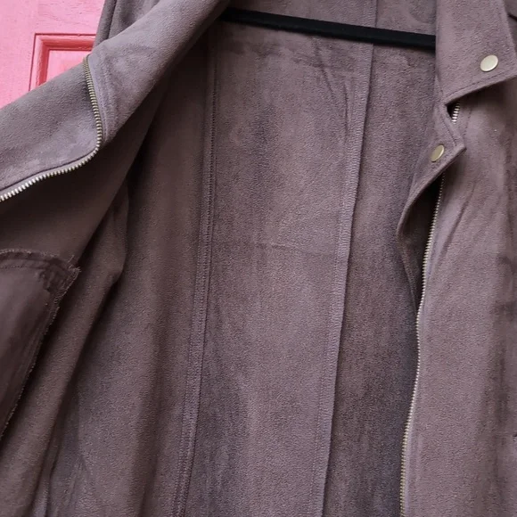 Macy's Style & Co. Faux Suede Women's Moto Jacket - Chocolate Brown - Picture 6 of 7